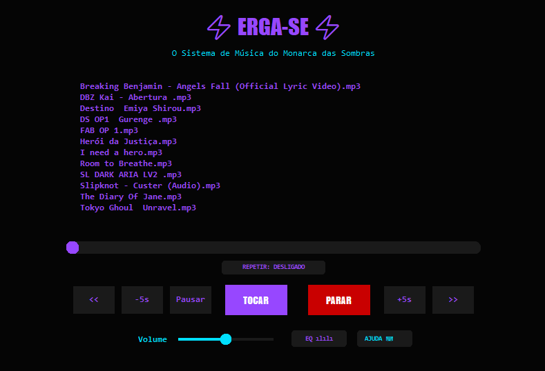 Interface do Music Player Solo Leveling